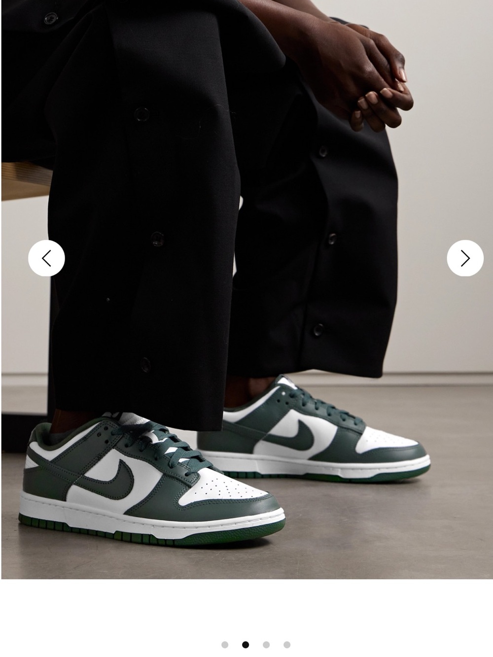 Nike Dunk Low White and Dark Green Leather Sneakers